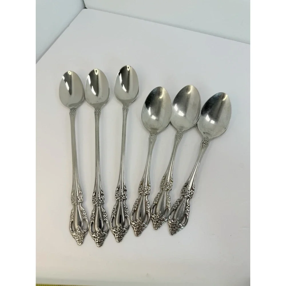 ONEIDA DISTINCTION DELUXE HH Stainless RAPHAEL 3 Iced Tea Spoons 3 Teaspoons